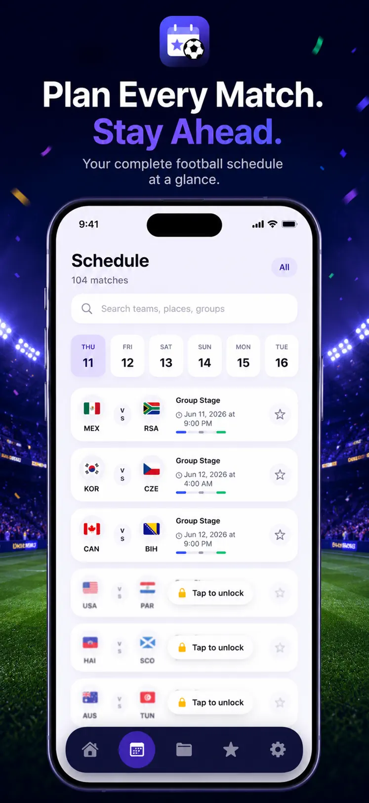 World Cup 2026 schedule app – full fixture list in your local time zone