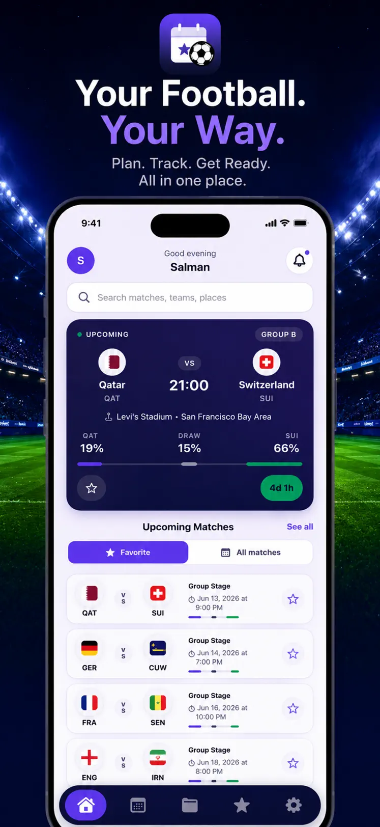 World Cup 2026 app – browse matches by group, team and stage