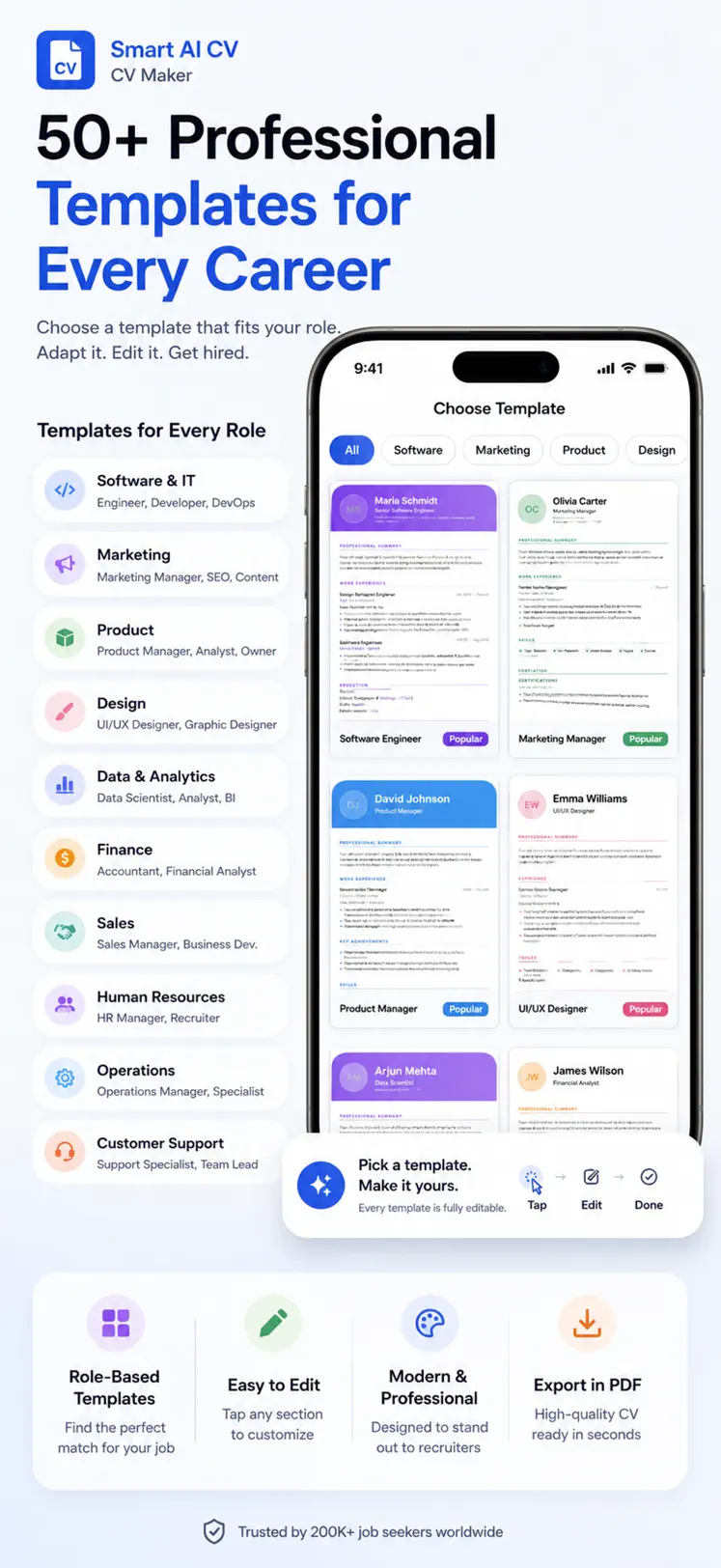 CV Maker app – edit resume sections quickly
