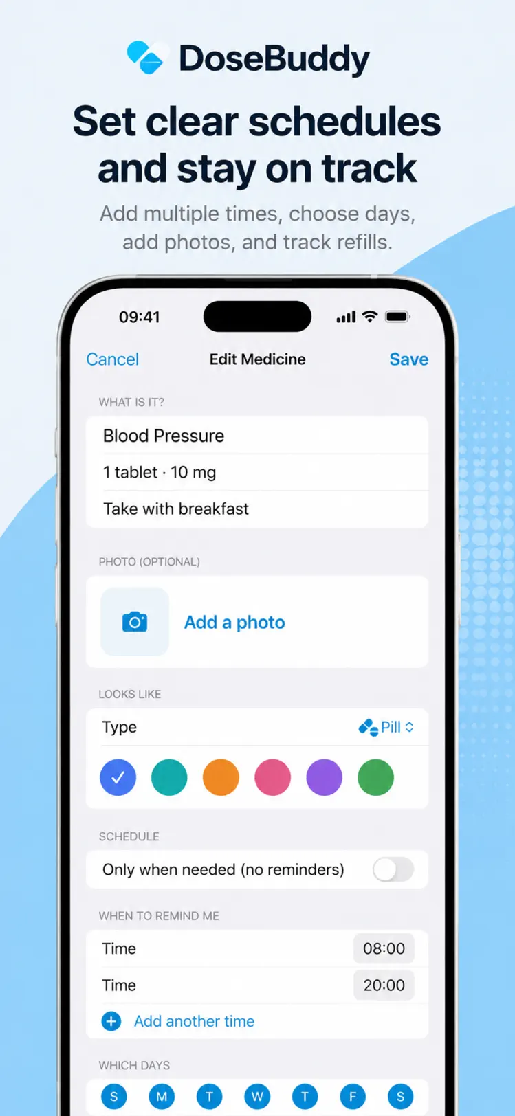 DoseBuddy – pill counter and refill warning