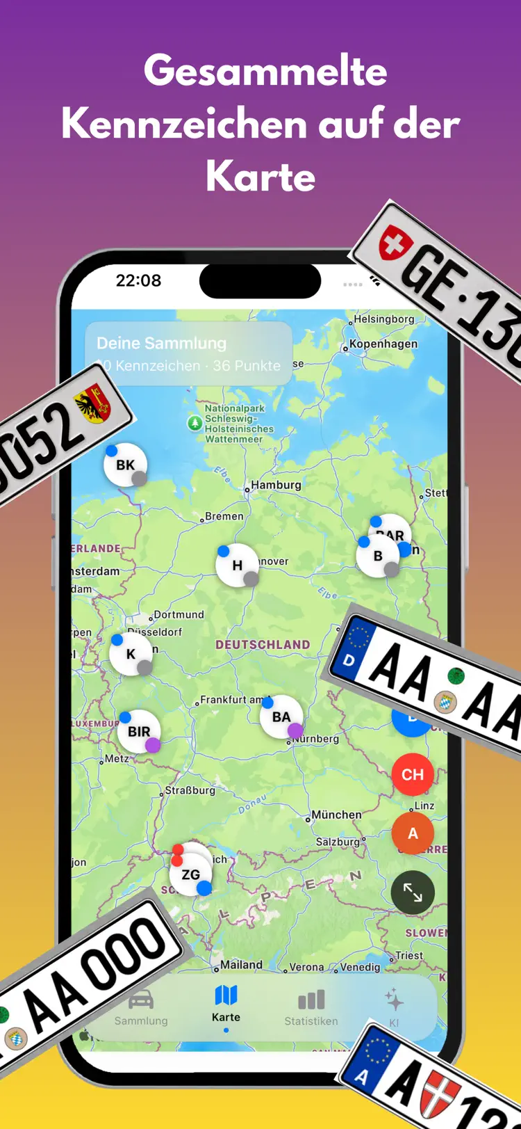 Kennzeichen App – interaktive Weltkarte der gesammelten Kennzeichen