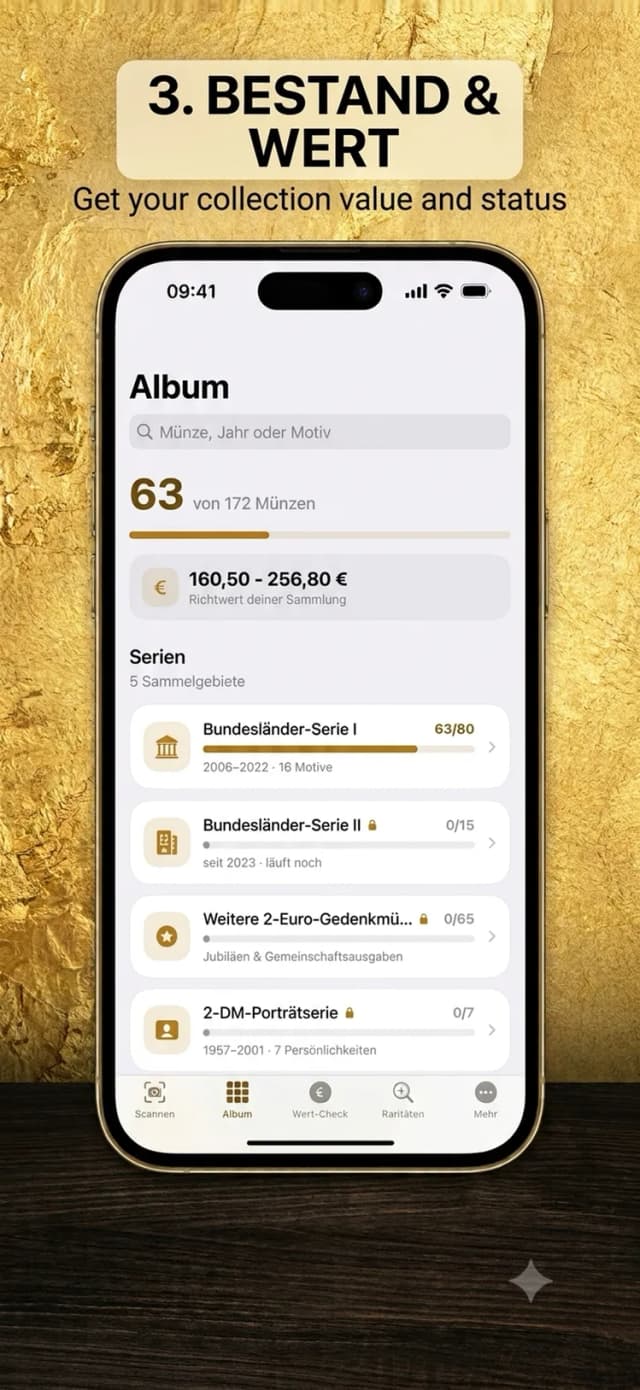 MünzCheck – Übersicht der Sammlung mit Richtwerten