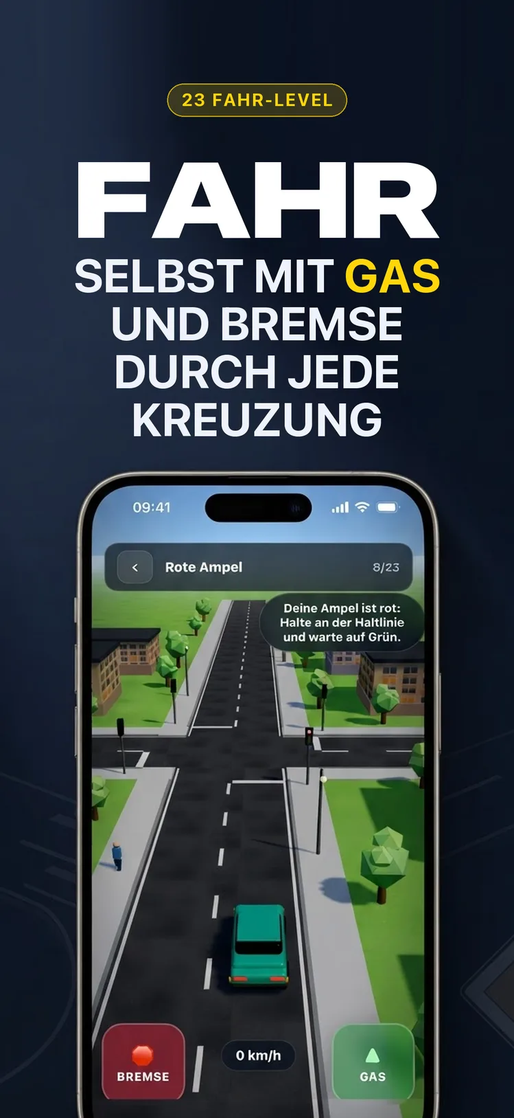 Fahrschule 3D – selbst durch die Kreuzung fahren mit Gas und Bremse